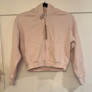 SKIMS barely Pink shrunken zip Hoodie